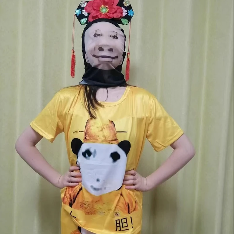 龙图搞怪头套面罩表情包恶搞摩托车大头搞笑头套面罩社恐面具头套