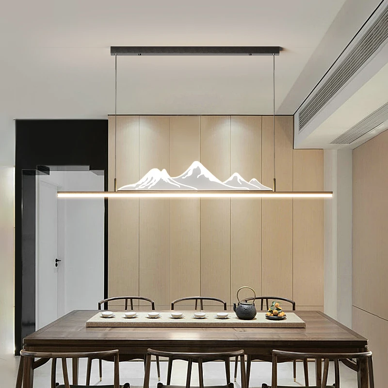 【顾家】C新中式山水长条吊灯茶座极简灯具北欧现代简约吧台餐桌