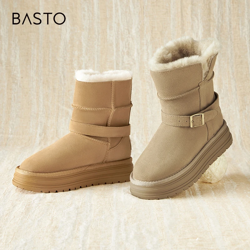 【邱莹莹专属】百思图2024冬季新款商场同款雪地靴女短靴J7857DD4