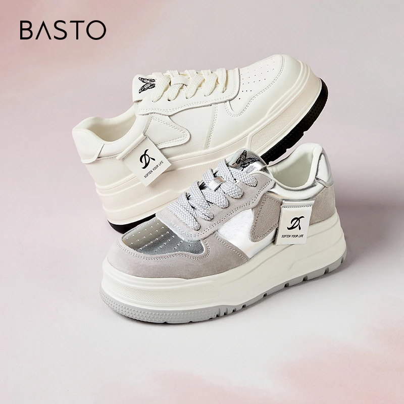 【海豚专属】百思图2024秋季新款商场同款板鞋厚底女休闲鞋BG557CM4