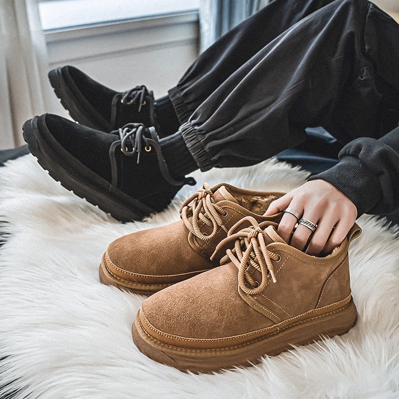 雪地靴男士冬季新款加绒加厚系带大棉鞋保暖时尚面包鞋高帮潮流