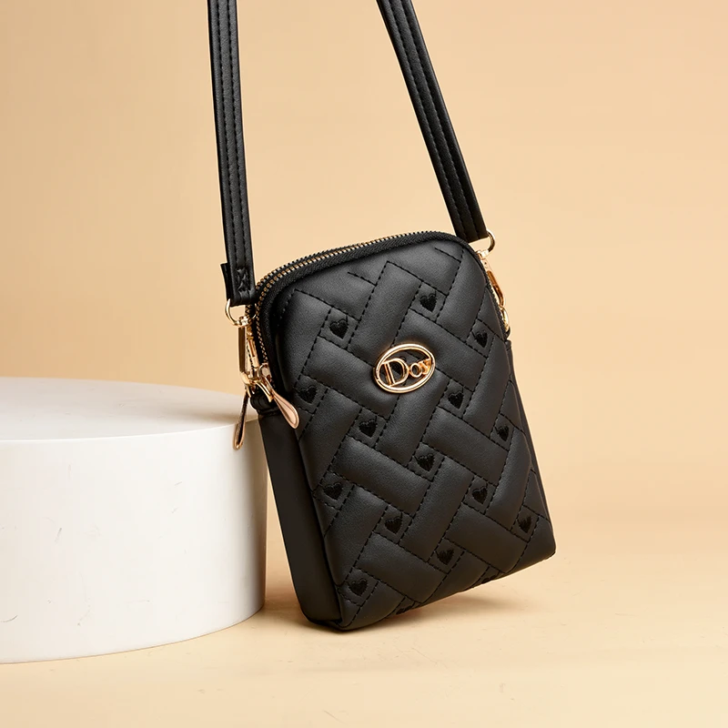 手机包小挎包妈妈小包包时尚菱格新款女包中老年斜挎包单肩包竖款