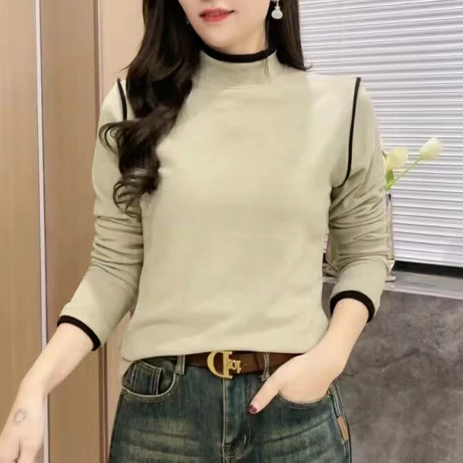 女士冬季新款半高领 加厚打底衫修身显瘦洋气百搭保暖T恤 2463