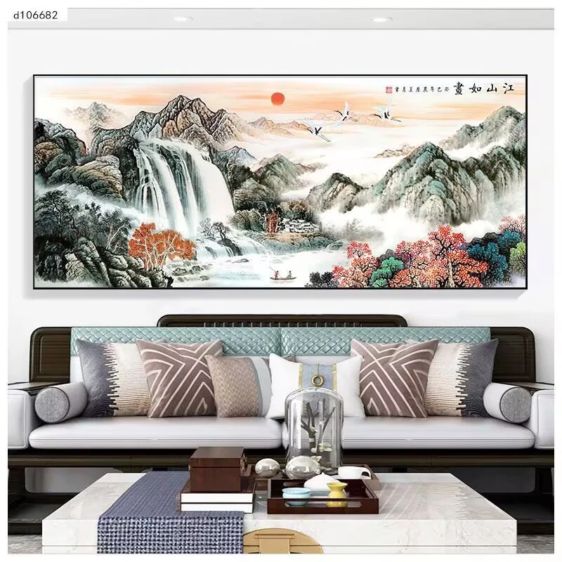 【江山如画】新中式山水挂画客厅装饰画沙发背景办公室字画国画