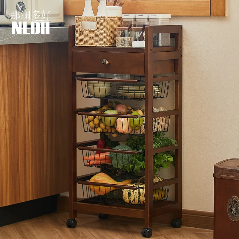 可移动多层置物架零食饮料分层抽屉收纳车家用小推车夹缝落地架子