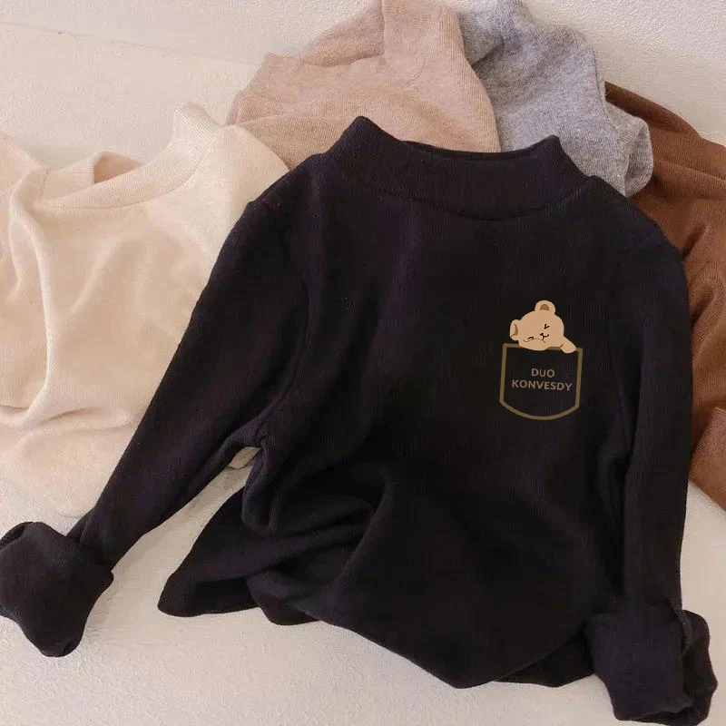 儿童德绒2025新款半高领保暖新款打底衫秋冬洋气上衣儿童长袖T恤