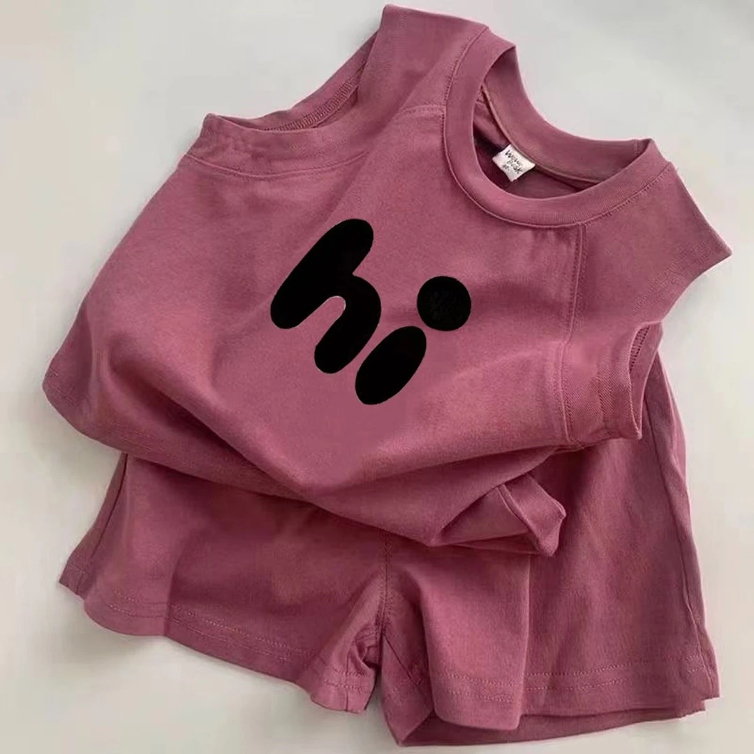 纯棉儿童无袖背心套装2025夏季男女童宝宝洋气休闲时尚运动两件套