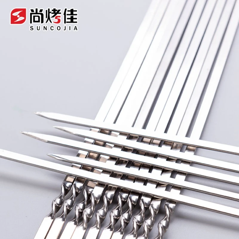 尚烤佳耐用结实不锈钢加宽加厚耐高温扁签烧烤签串串组合
