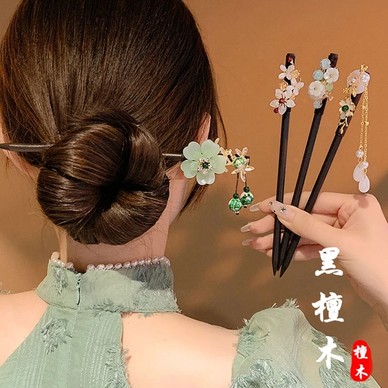 悠韵气质复古超仙古风发簪步摇木簪子女头饰盘发汉服配饰古装发钗