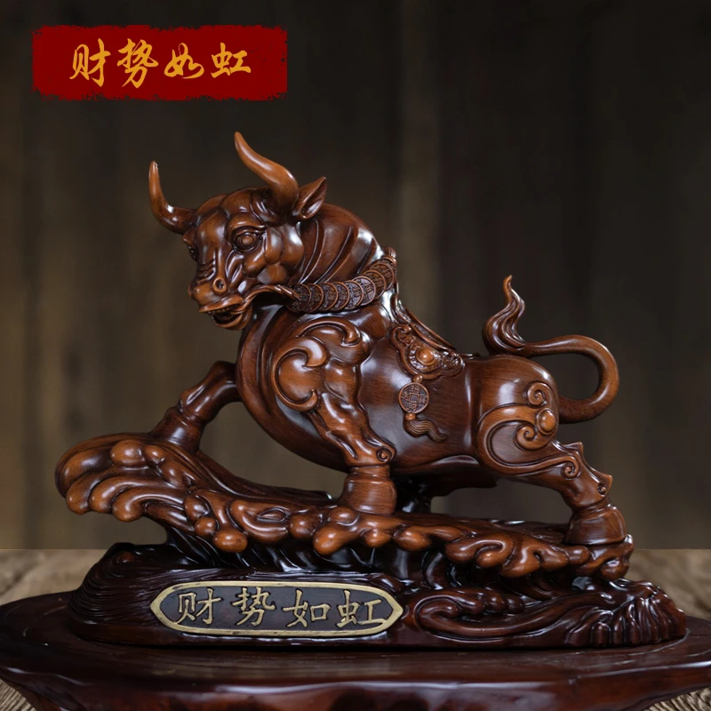 财势如虹牛家居办公室工艺品生肖装饰品乔迁开业礼品