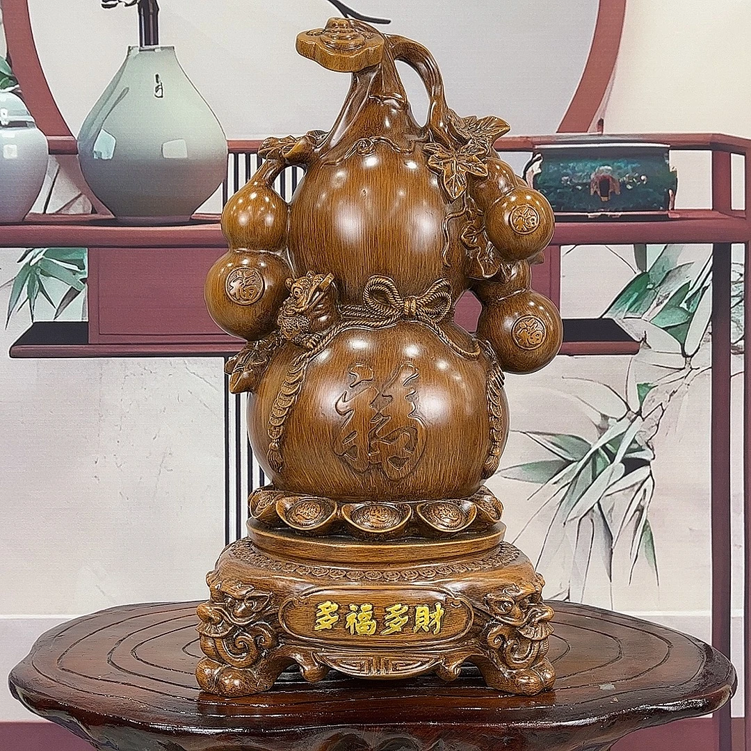 高档大号中式多福多财葫芦摆件玄关客厅卧室温馨摆件乔迁开业礼品