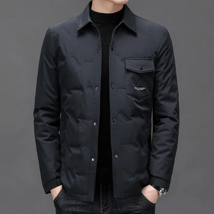 波司登翻领鹅绒服羽绒服男士冬季款爸爸装保暖轻薄款休闲衬衫外套