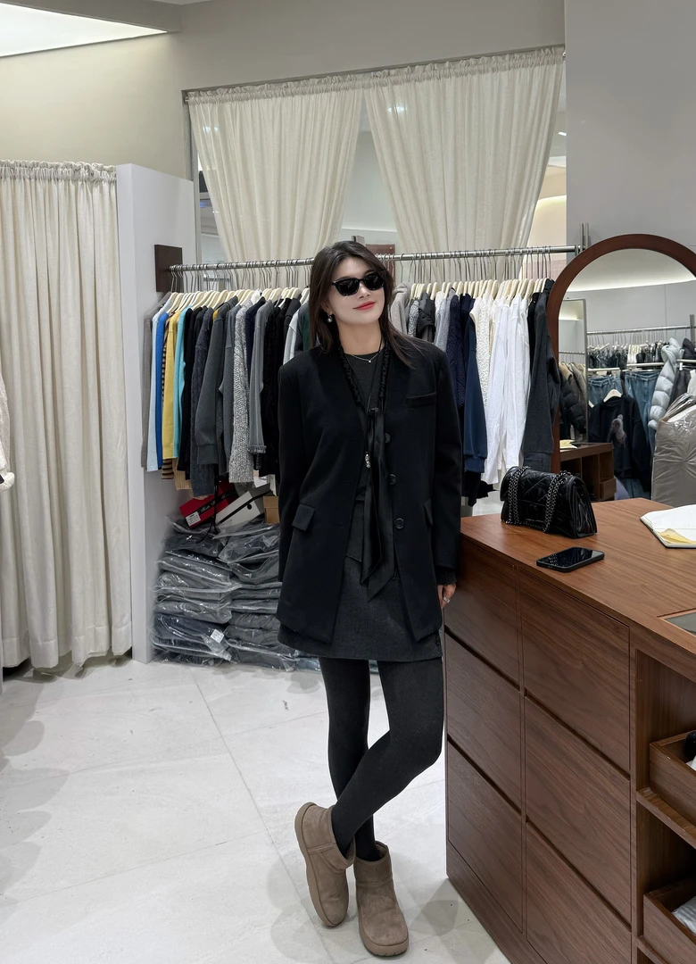 F.A［邂逅］V领西装羊毛大衣羽绒服气质宽松中长款外套女时尚百搭