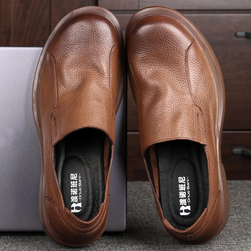 6288渡诺班尼真皮男秋季透气薄款休闲软皮单层牛皮上班专业男鞋