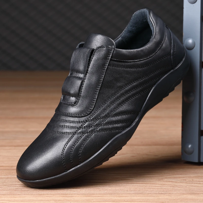 3731渡诺班尼休闲男士皮鞋头层牛皮一脚蹬软底软面男士爸爸鞋真皮