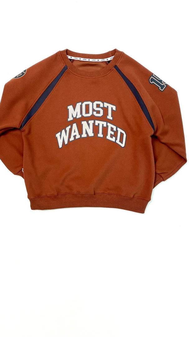 休闲宽松印花韩版套头百搭时尚加绒加厚圆领秋冬拼接儿童