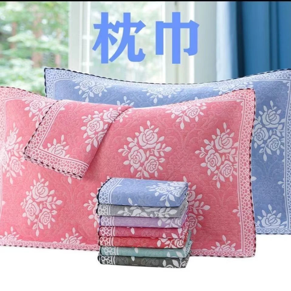 欧式高档枕巾纯棉纱布透气吸油吸汗枕巾田园风格四季通用特惠款