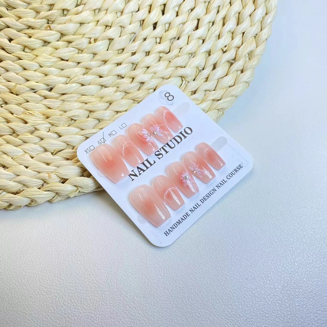 [C位-穿戴甲] 08春日阳光手绘腮红花朵穿戴甲纯手工夏日清新夏季