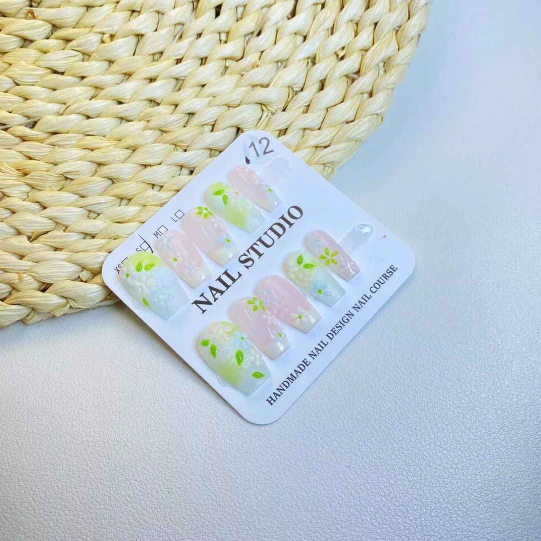 [C位-穿戴甲]12莫奈花园纯手工花绘氛围感好适合夏天