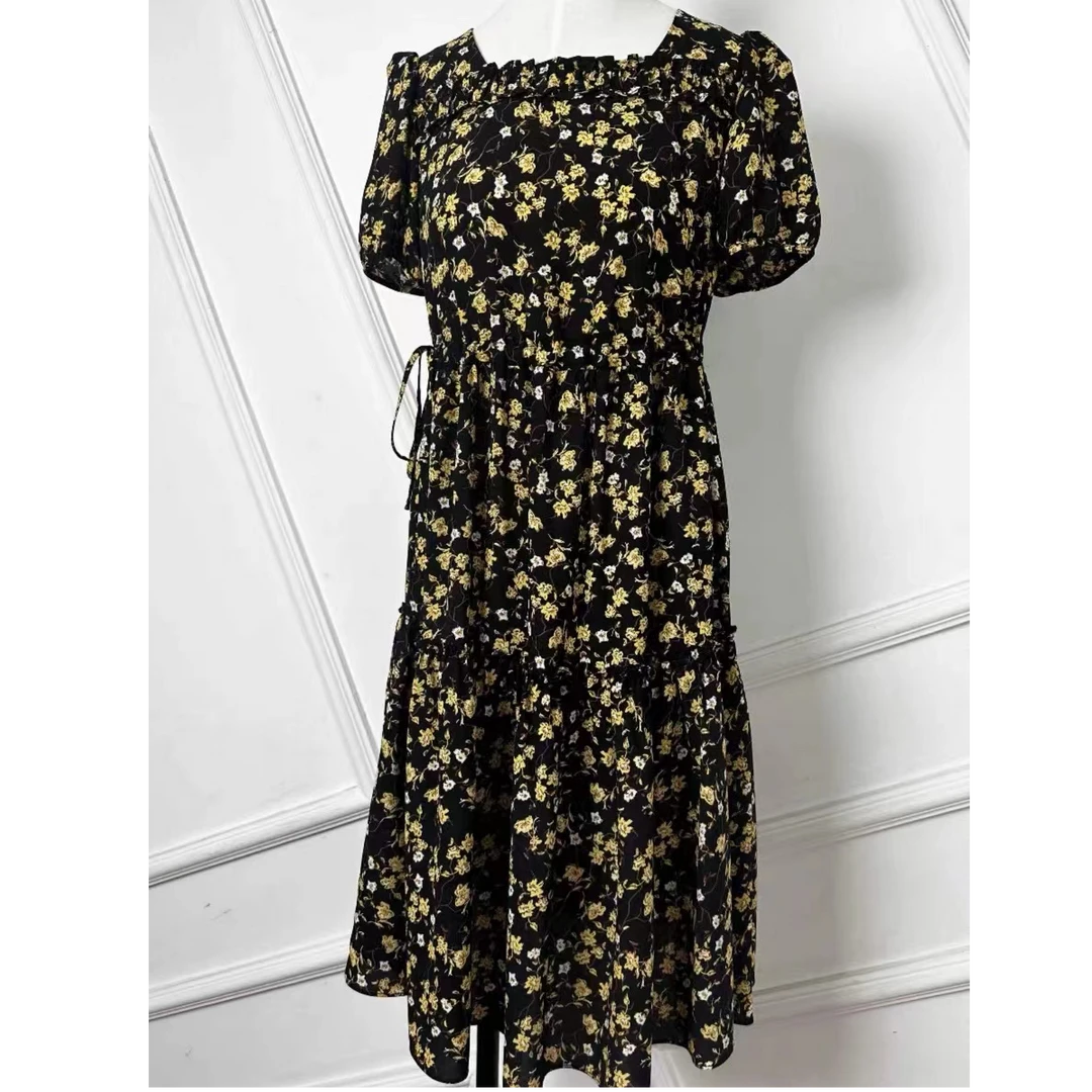 【YY495】2025年新款碎花中年装气质高端时尚减龄连衣裙修身显瘦