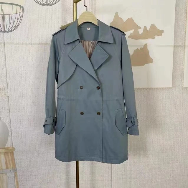 【YY351】风衣外套女2024年春季新款双排扣通勤时尚收腰显瘦上衣