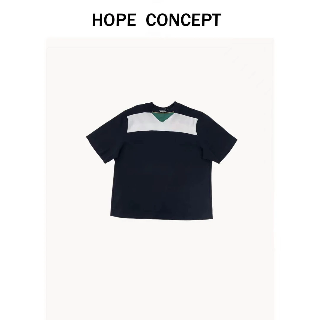 24104#小众拼接新款T恤