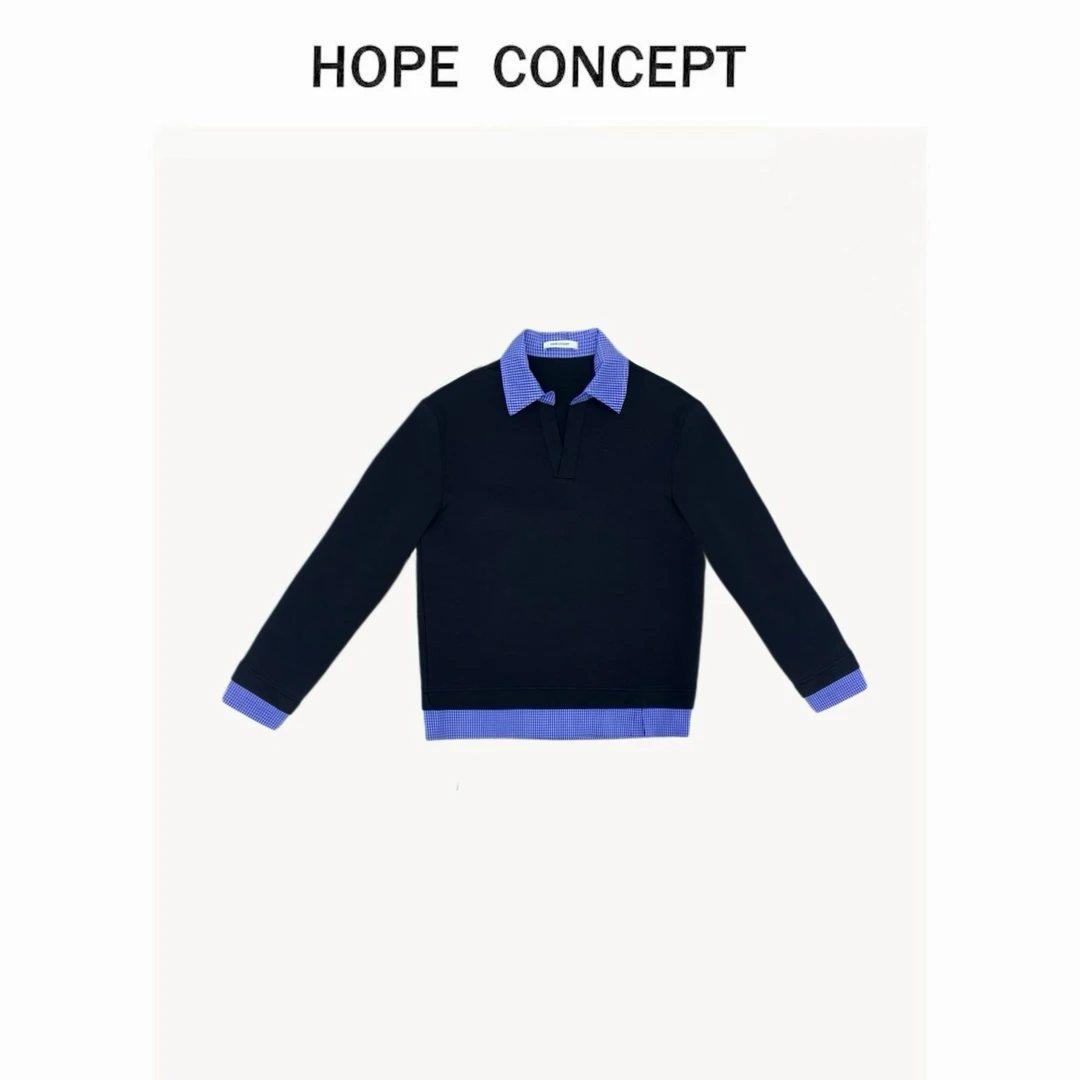 24246#HOPECONCEPT时髦且松弛miu系卫衣 氛围感男女同款拼接卫衣