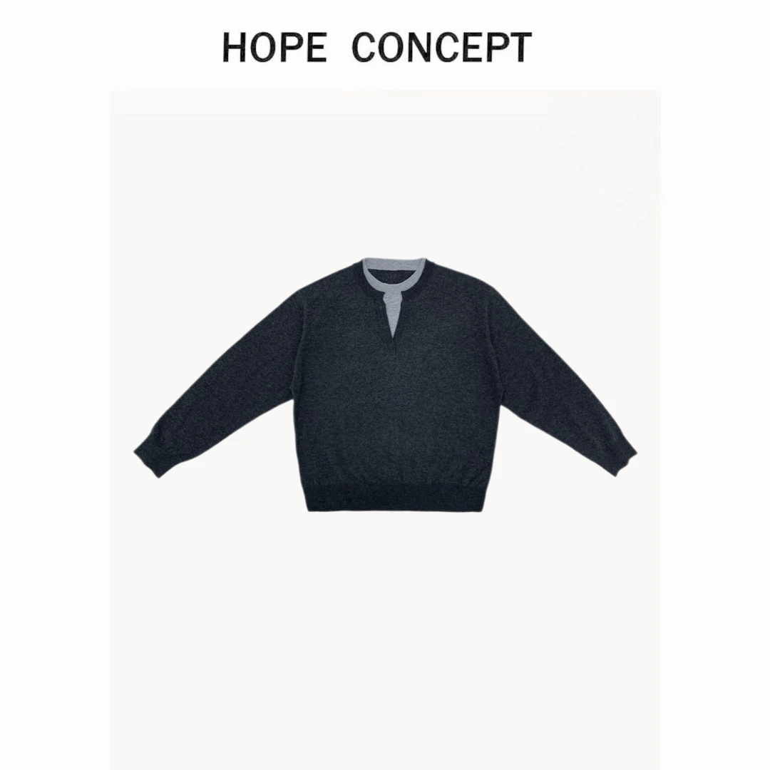 24276#HOPECONCEPT骨子里的松弛老钱 知识分子风美丽诺全羊毛毛衣