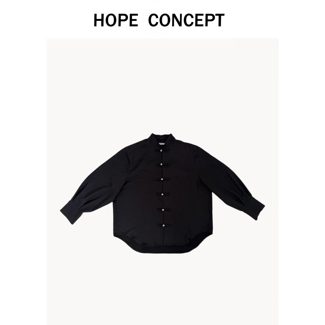 24097#HOPECONCEPT新贵中式老钱风 定制面料精致长袖国风衬衫