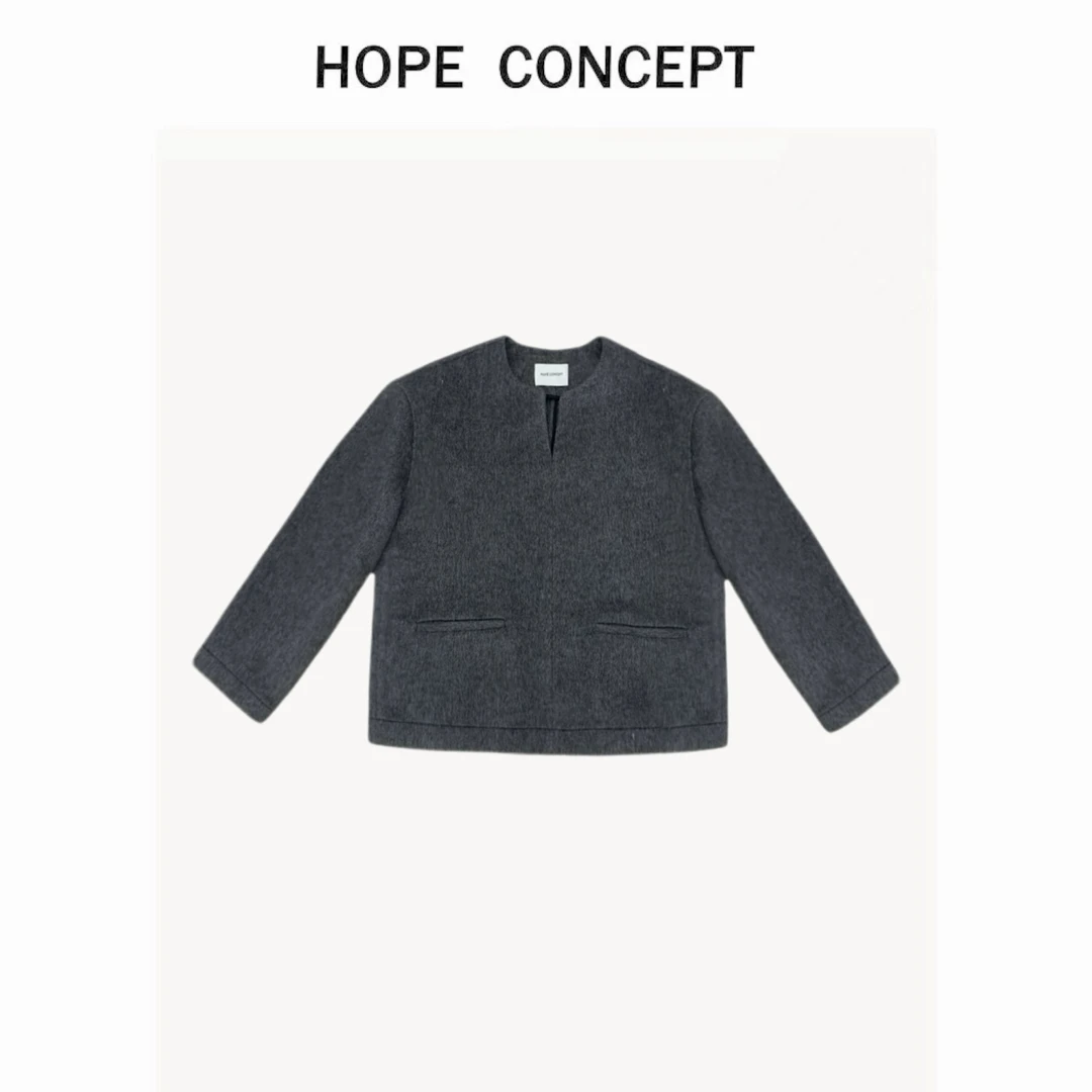 24244#HOPECONCEPT精英知识分子穿搭 松弛书卷气定制极简驼绒大衣