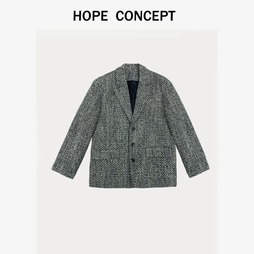 24219# HOPECONCEPT我的秋冬美貌大衣定制羊毛粗花呢男女同款西装
