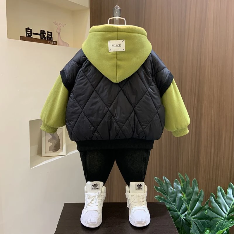 男童棉服2023新款痞帅宝宝冬季加绒加厚外套潮儿童秋冬装炸街棉袄