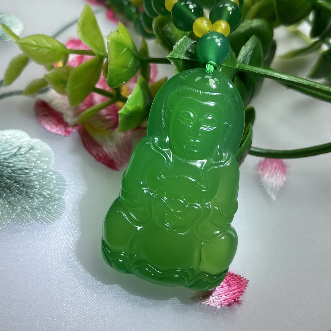 美尔珠宝/玛瑙玉髓观音吊坠约56*34mm/多样式发一