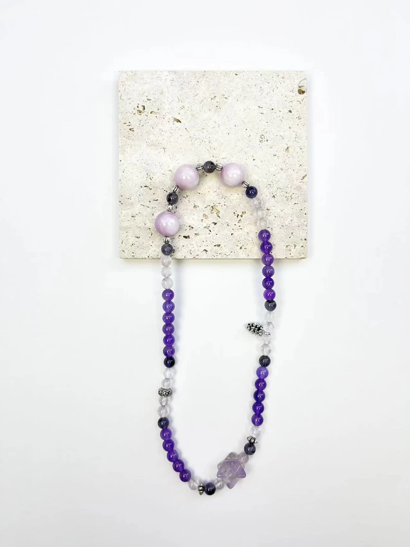 K030【眉心轮】紫水晶+紫锂辉+堇青石水晶手串