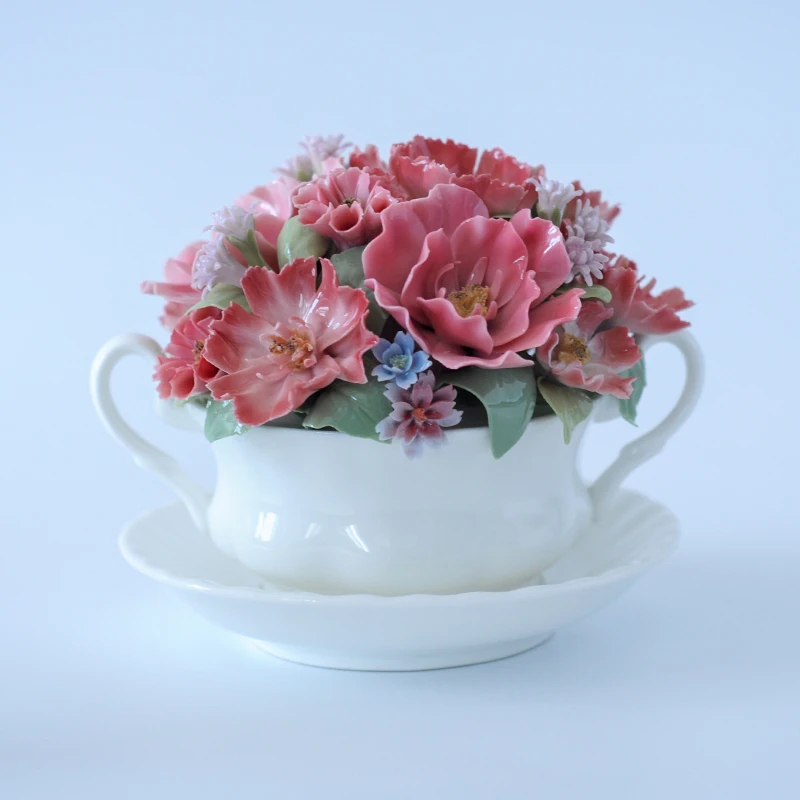 0159/COSMOS高温陶瓷双耳花盆音乐铃摆件欧式家居北欧摆件骨瓷