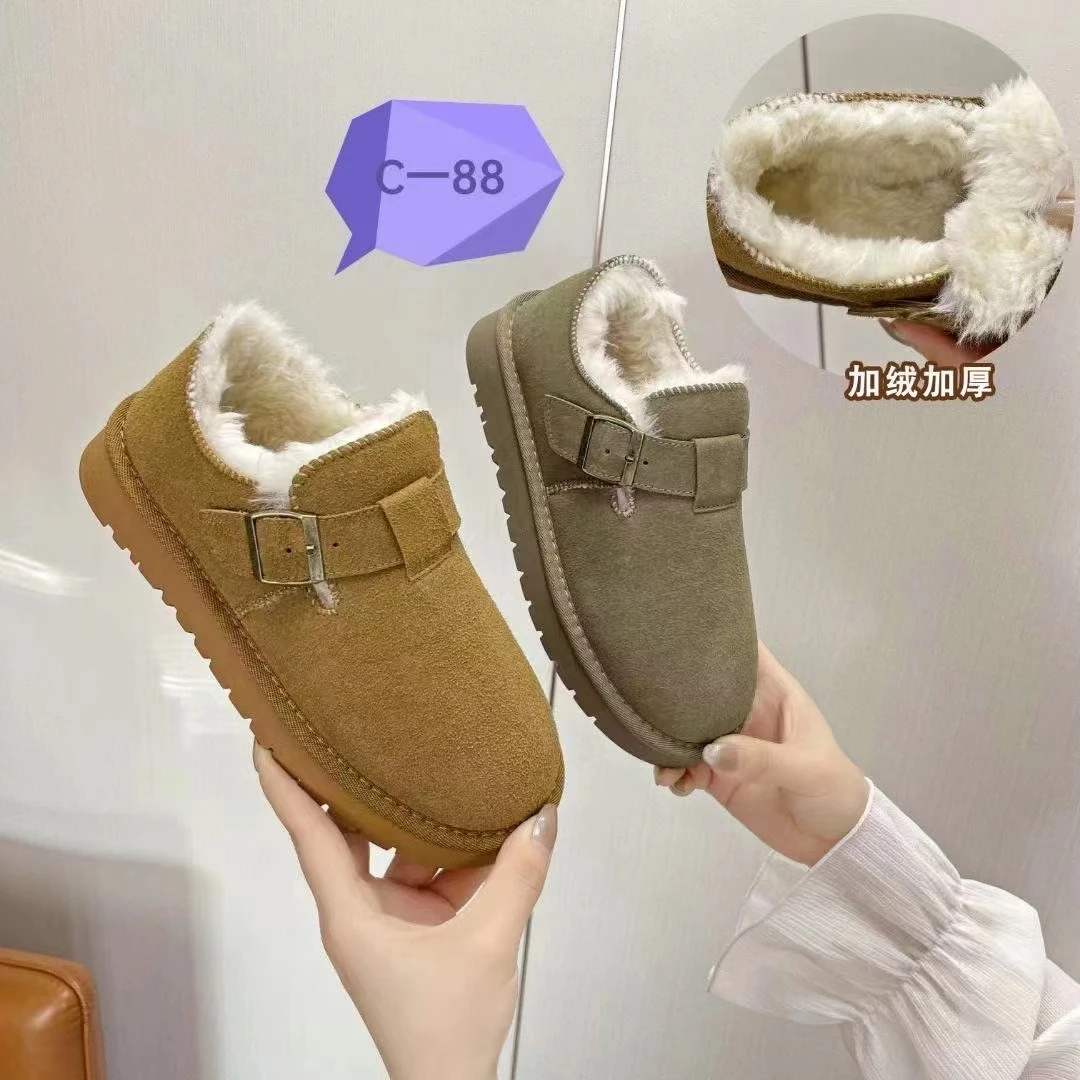 C-88雪地靴面包棉鞋女鞋时尚休闲百搭短靴冬季舒适毛毛鞋厚底平底