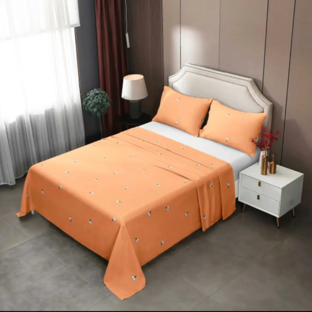 双人床单（桔小花）亲肤透气磨绒加厚尺寸230*240大尺寸正负5厘米M