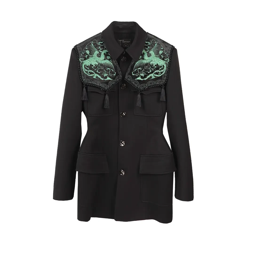 SY&COCO联名款原创设计国风刺绣设计感朱雀云肩西装2223325627