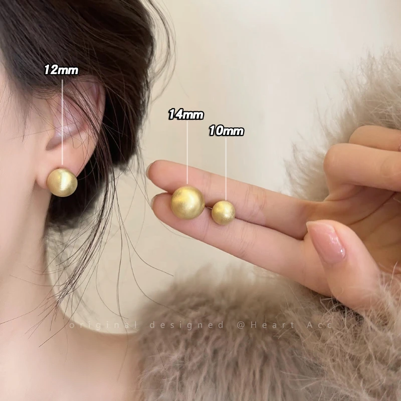 铜合金耳饰 金属拉丝圆球耳钉女小众设计感个性耳饰轻奢高级感A39