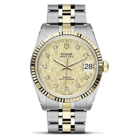 95新 TUDOR/帝舵 王子金钻M74033-0006//34mm单表镶钻金盘机械表
