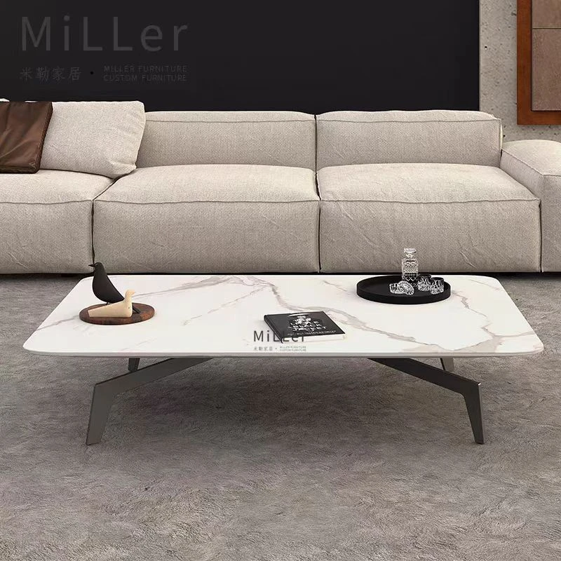 简易意式岩板茶几现代简约方形茶几桌客厅家用小户型创意北欧个性