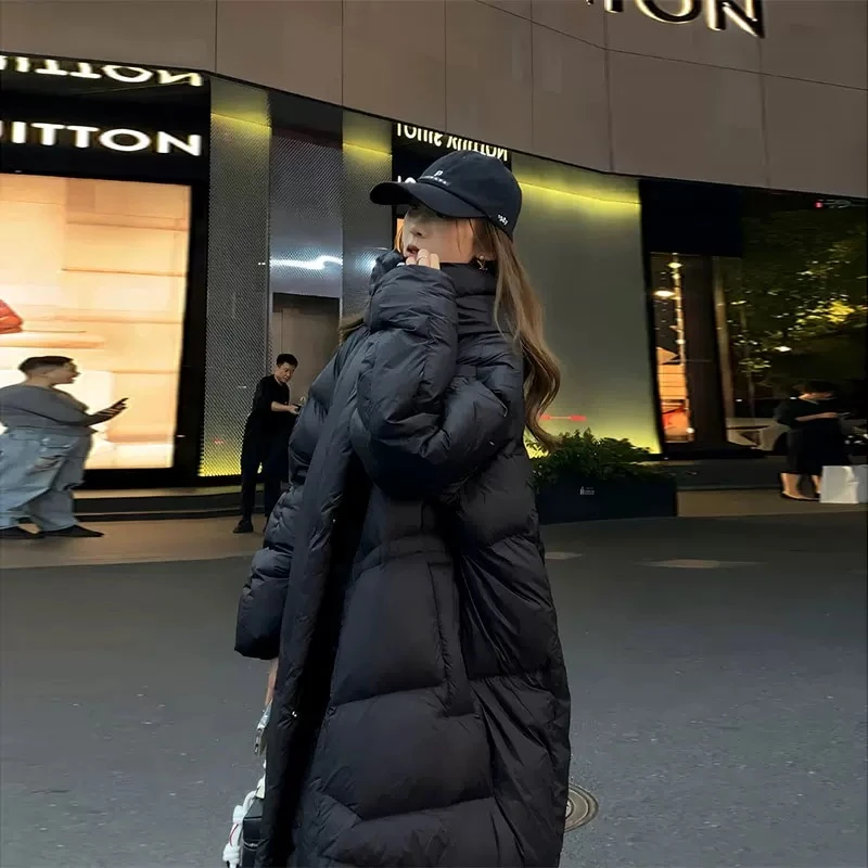 15设计感绗缝羽绒服女冬季2024新款气质加厚保暖长款白鸭绒外套