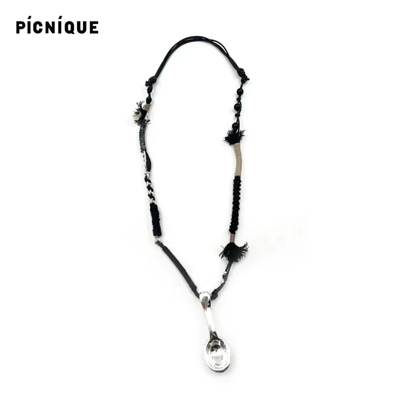 非金属皮质项链 王鹤棣同款 Picnique 编绳勺子项链