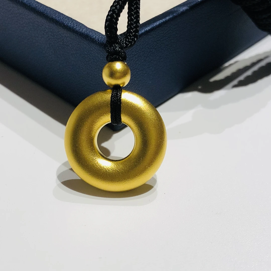 古法金素款平安扣显高级挂件吊坠足金999黄金