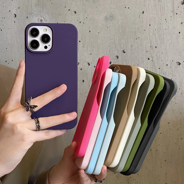 适用苹果系列iPhone14ins极简风13pm半包肤感12p高级纯色11手机壳