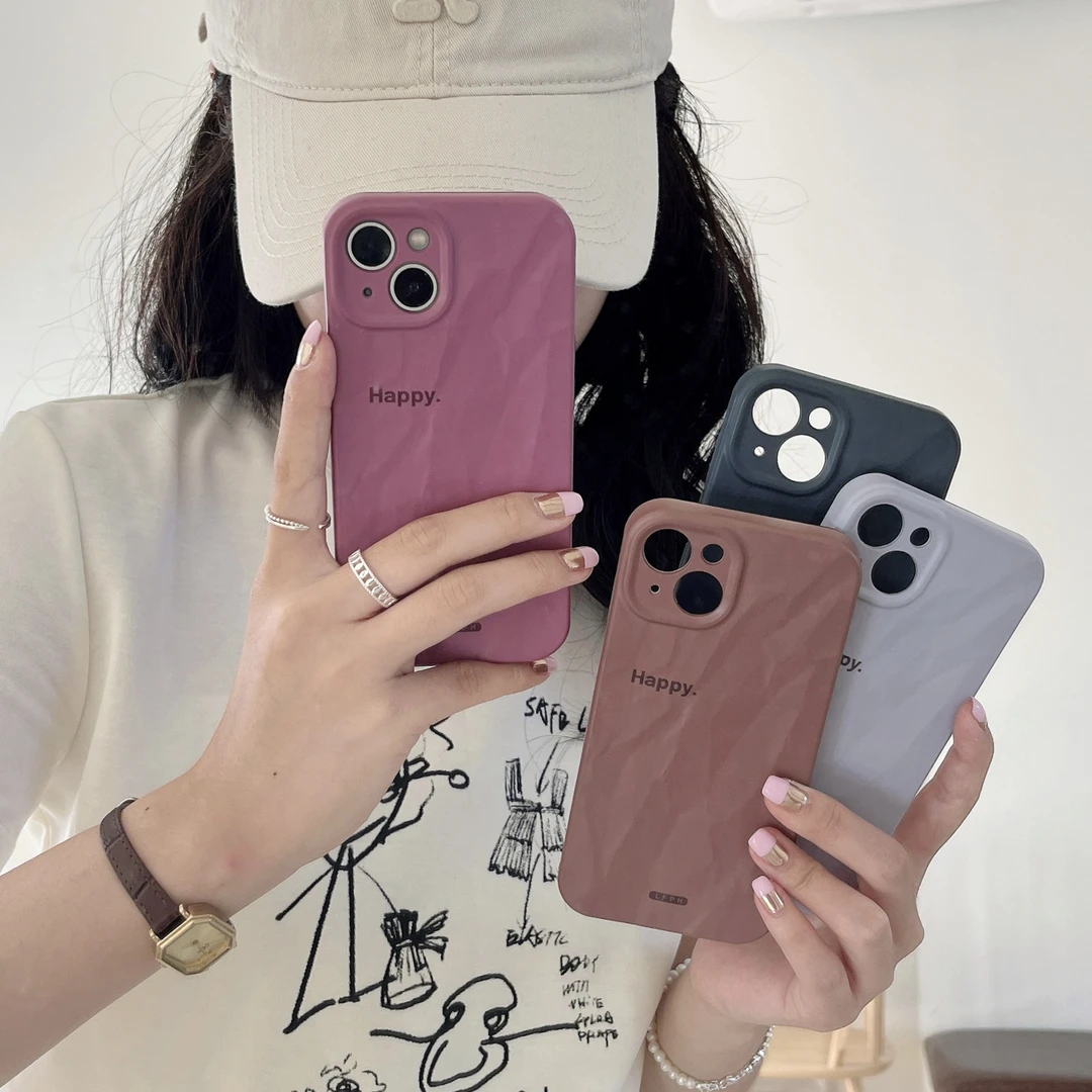 高级简约纯色iPhone13promax字母happy苹果14手机壳12ins风11新款