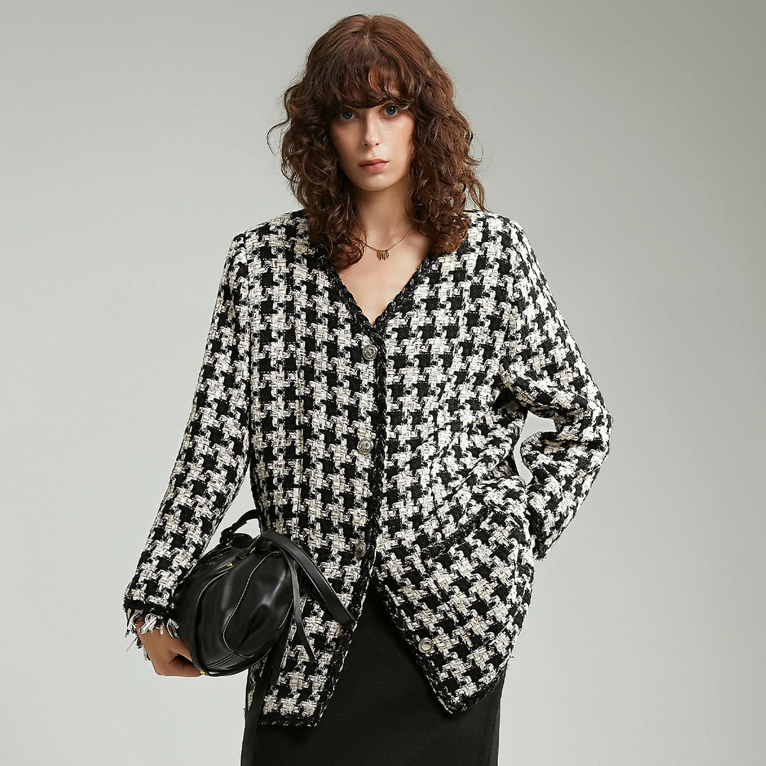 【JEFEN BY FRANKIE】短款含绵羊毛小香风外套女2024秋冬69N434362