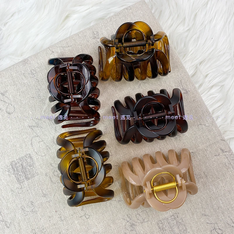 春夏新款法式精致优雅南瓜发夹时尚气质鲨鱼夹百搭简约盘发抓夹