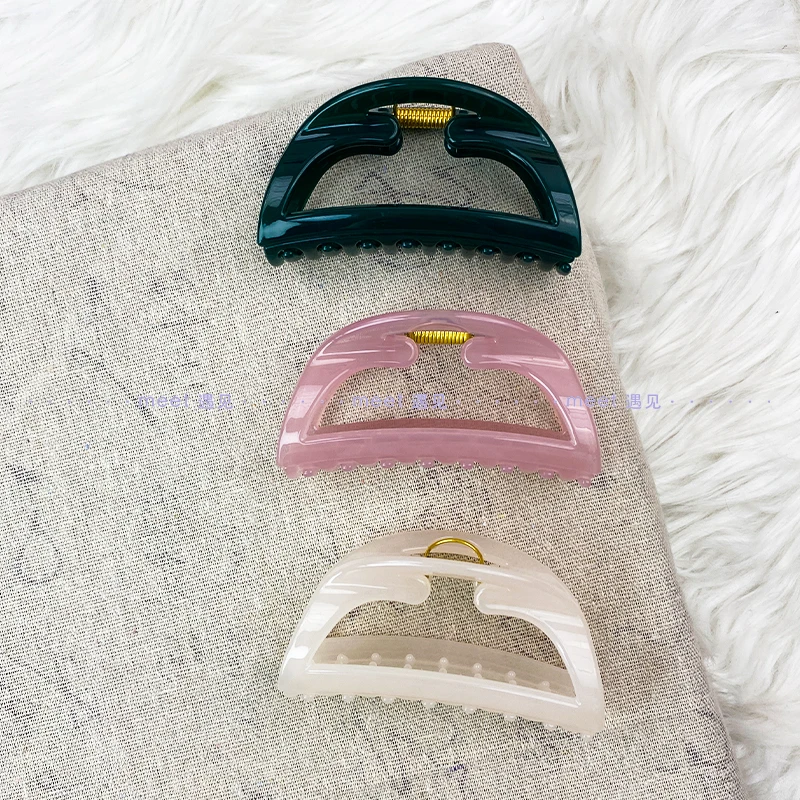 网红简约优雅高级树脂气质半圆彩色抓夹月牙夹子百搭后脑勺抓夹