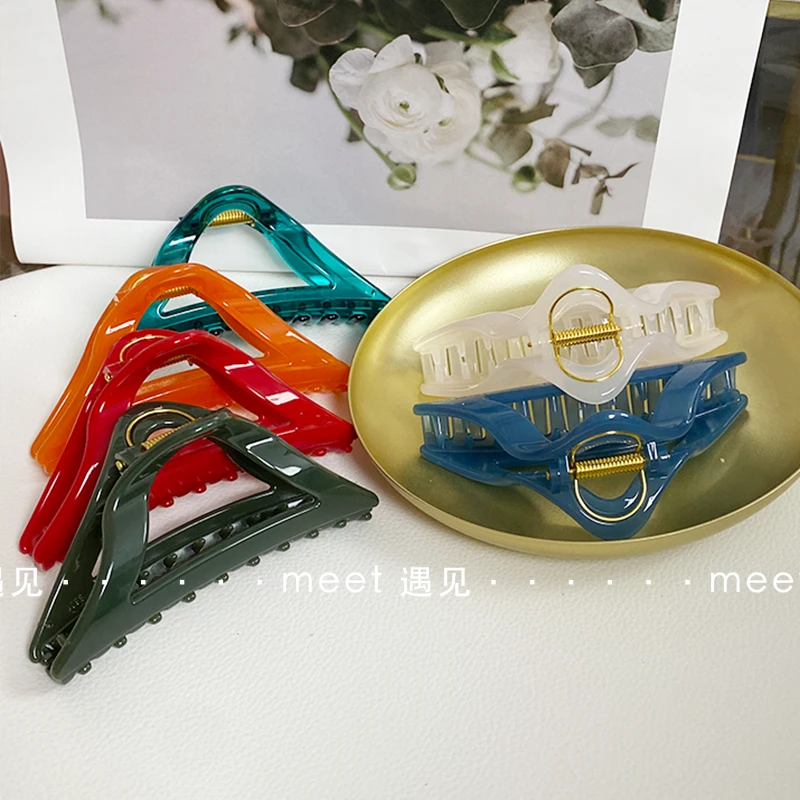 经典三角形果色系发夹气质轻奢时尚百搭彩色法式简约优雅瑞丽夹子